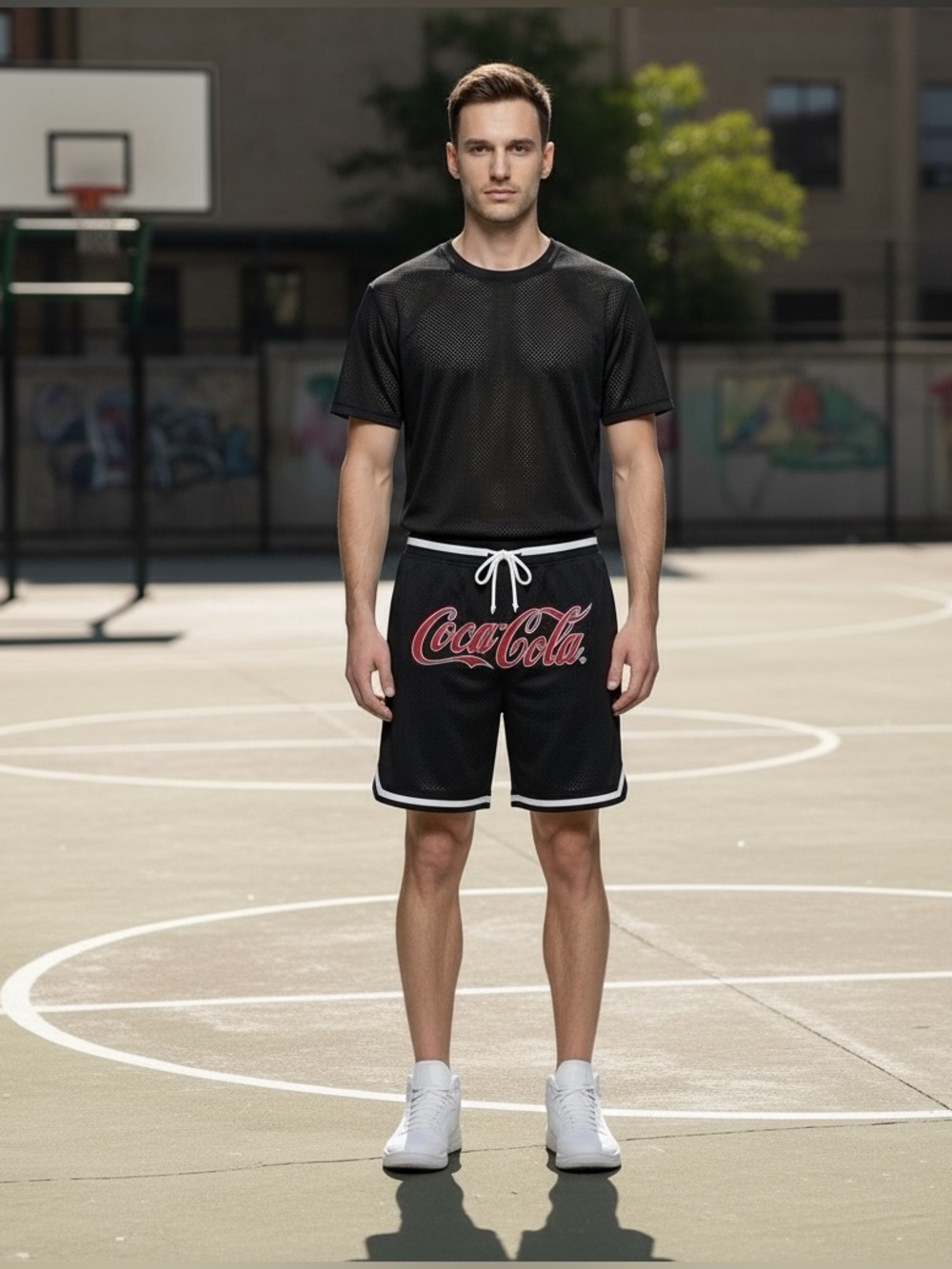 Forever 21 x Coca-Cola Men’s Small Black Mesh Basketball Shorts Logo